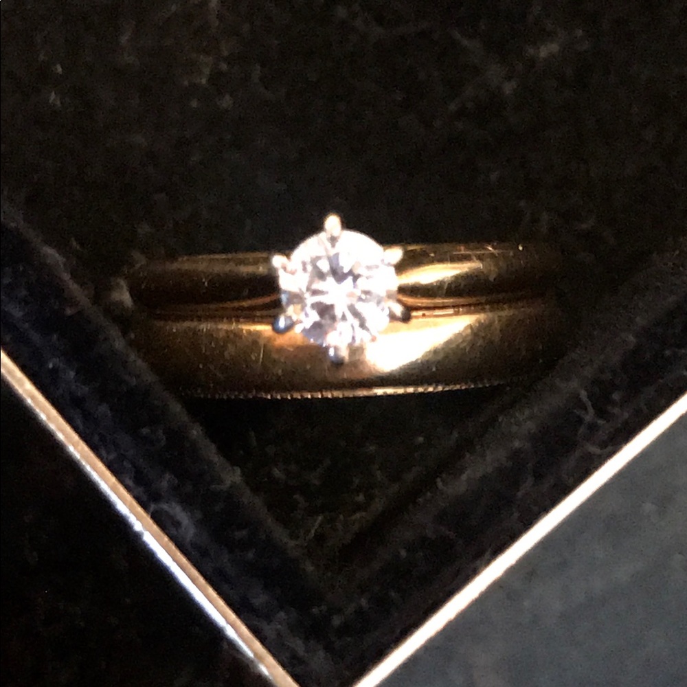 Nearly Antique Gold Diamond Ring & Band w/ Insert